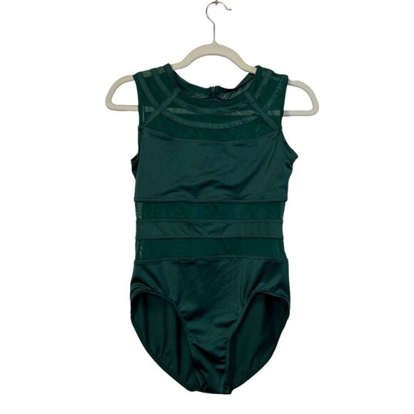 balera size MA Round Collar Lustre Leotard GREEN - Picture 1 of 16